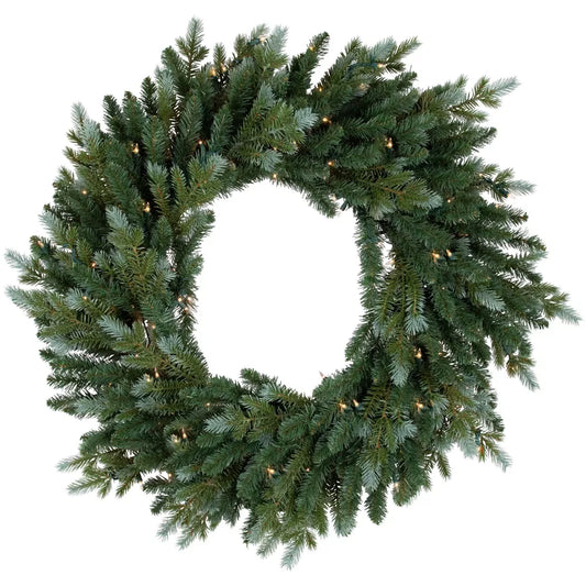 36-Inch Pre-Lit Blue Spruce Artificial Christmas Wreath – Clear LED Lights