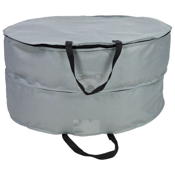 30" Gray Double Wreath Storage Bag Multi-Seasonal Holiday Organizer