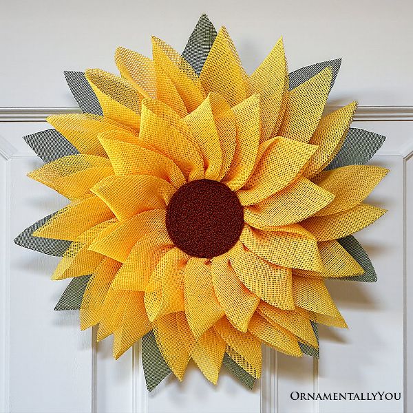 22 Inch Burlap Sunflower Wreath Rustic Farmhouse Front Door Decor by OrnamentallyYou