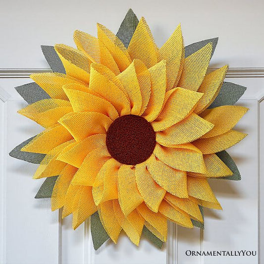 22 Inch Burlap Sunflower Wreath Rustic Farmhouse Front Door Decor by OrnamentallyYou