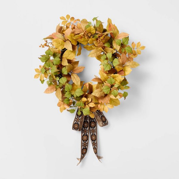 24" Mixed Berry Artificial Fall Wreath Rustic Autumn Wall Decor