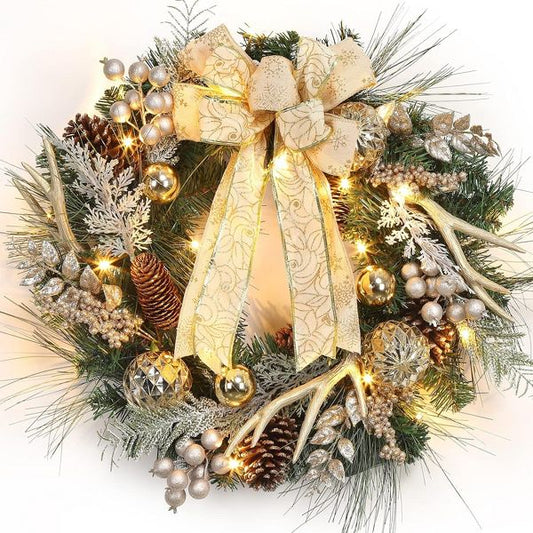 24" Pre-Lit Christmas Wreath with Ball Ornaments