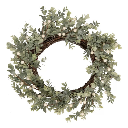 18 Inch Berry and Eucalyptus Real Touch Artificial Christmas Wreath Unlit