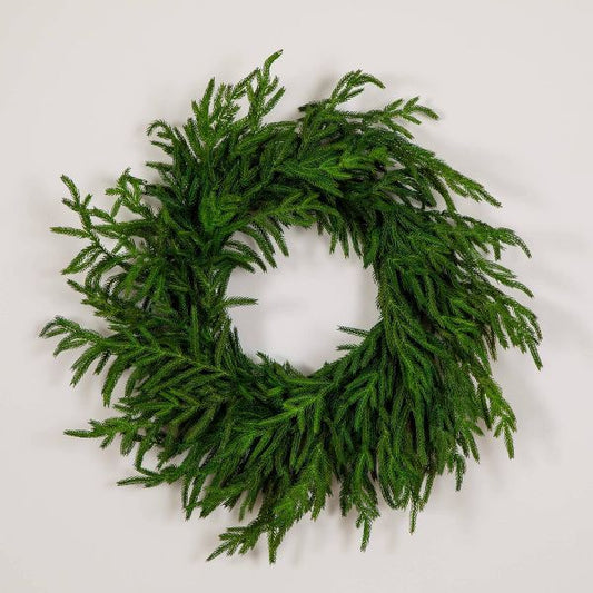 Nearly Natural 24" Artificial Real Touch Norfolk Island Pine Wreath with Natural Look