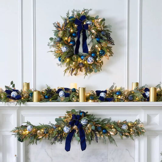 36-Inch Pre-Lit Midnight Blue Swag – Holiday Décor Accent
