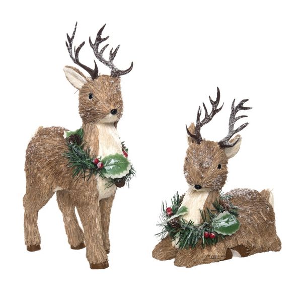 Medium Foam Sisal Deer Wreath – Set of 2 Holiday Decor