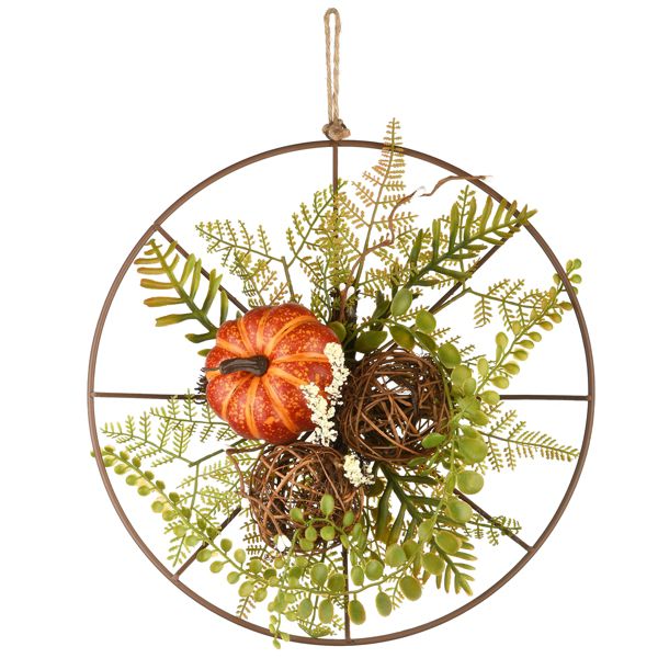 13" Harvest Floral Circular Wreath Autumn Table or Wall Decor
