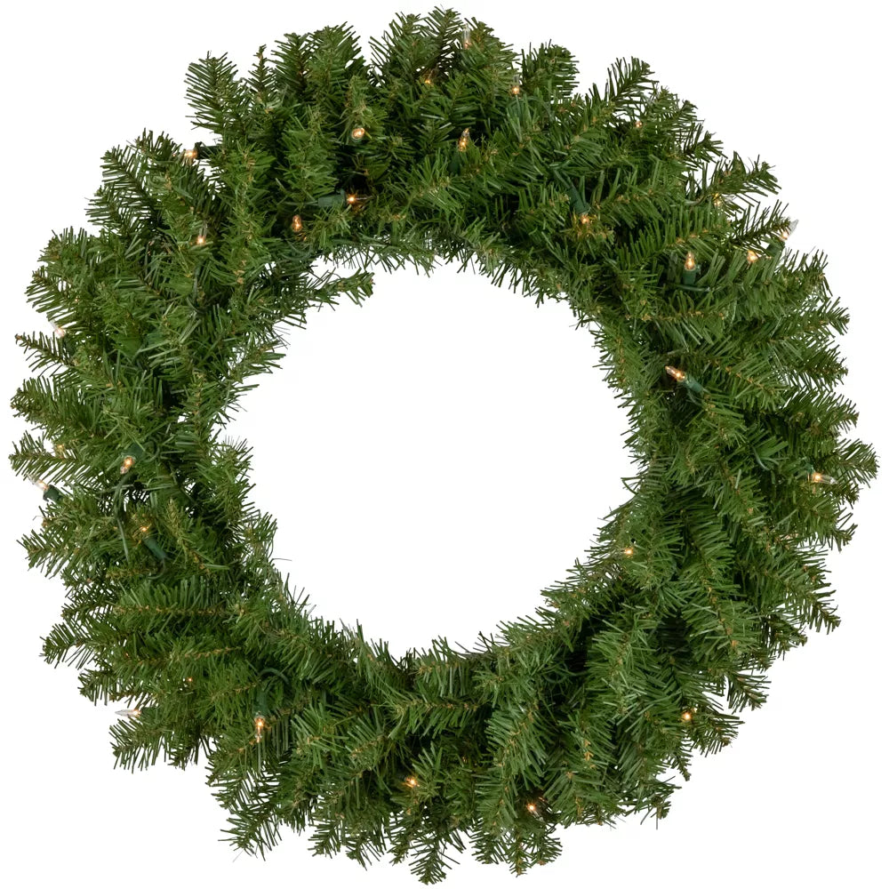24 Inch Pre-Lit Rockwood Pine Artificial Christmas Wreath Clear Lights