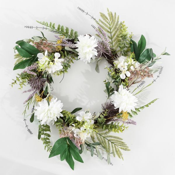 Faux 24 Dahlia and Olive Wreath Multicolored Safavieh