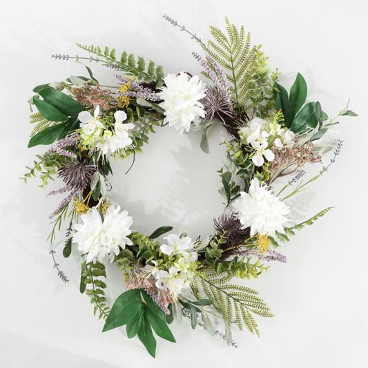 Faux 24 Dahlia and Olive Wreath Multicolored Safavieh