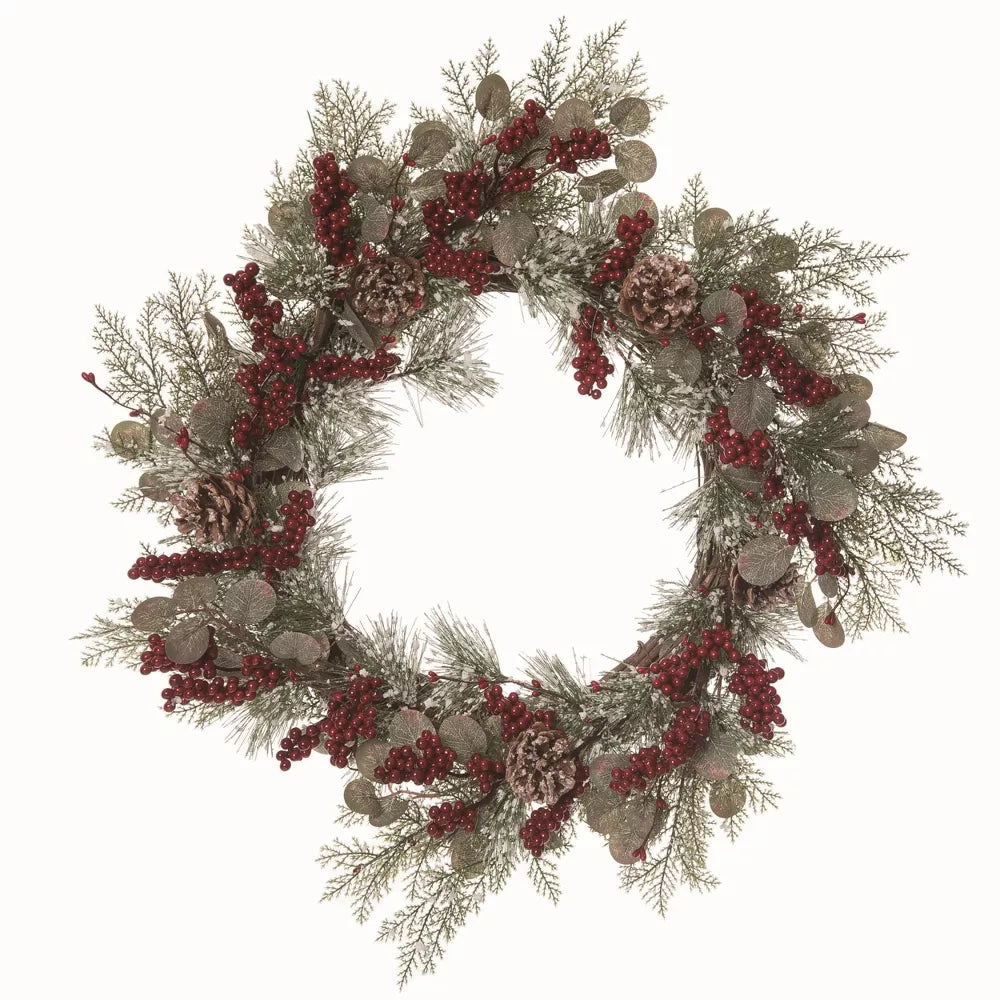 24 Inch Multicolor Eucalyptus Berry Artificial Christmas Wreath – Holiday Décor