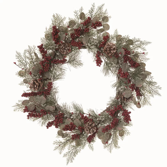 24 Inch Multicolor Eucalyptus Berry Artificial Christmas Wreath – Holiday Décor