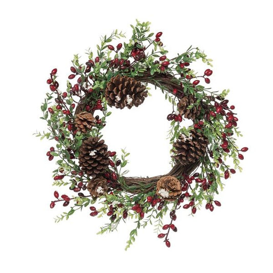 20" Multicolor Christmas Wreath with Pinecones & Berries