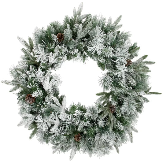 30-Inch Real Touch Flocked Rosemary Emerald Angel Pine Artificial Christmas Wreath – Unlit