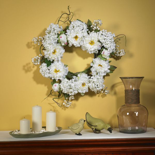 20" Peony Hydrangea Wreath – Spring Floral Home Decor