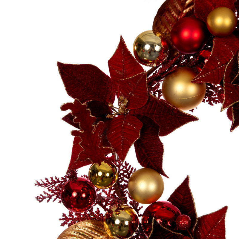 15.7" Artificial Pine Christmas Wreath displayed on a front door