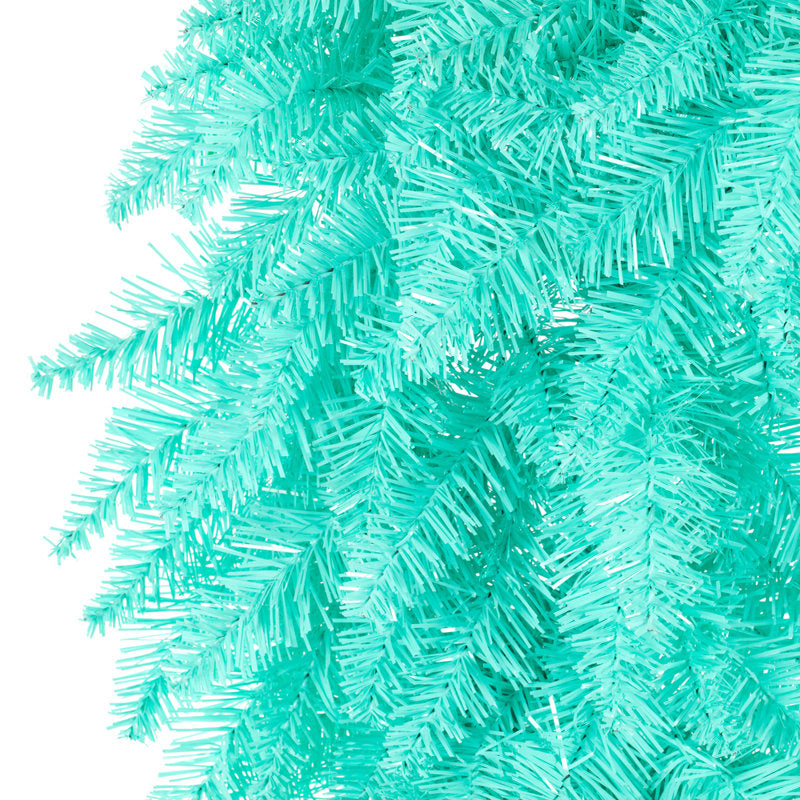 Pre-Lit Artificial Pine Christmas Wreath hung on a wooden door