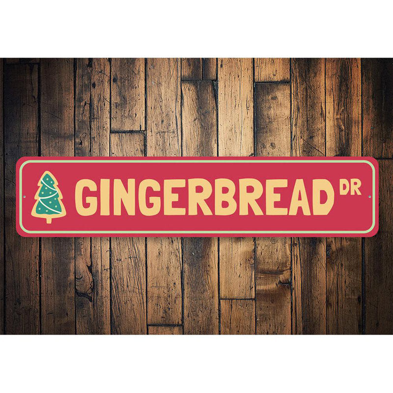 Gingerbread Drive Holiday Custom Aluminum Sign