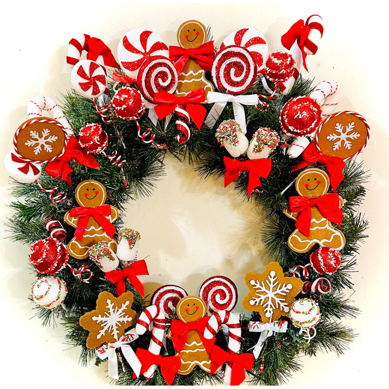 Gingerbread and Candy Christmas Wreath