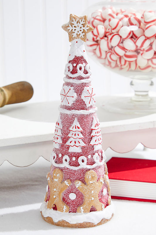 12" Gingerbread Resin Tree Whimsical Holiday Candy Decor