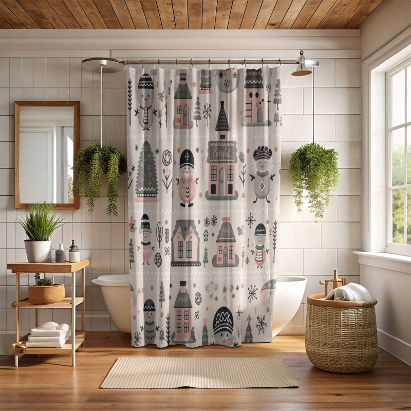 Glacial Snowman Design - Premium Shower Curtain