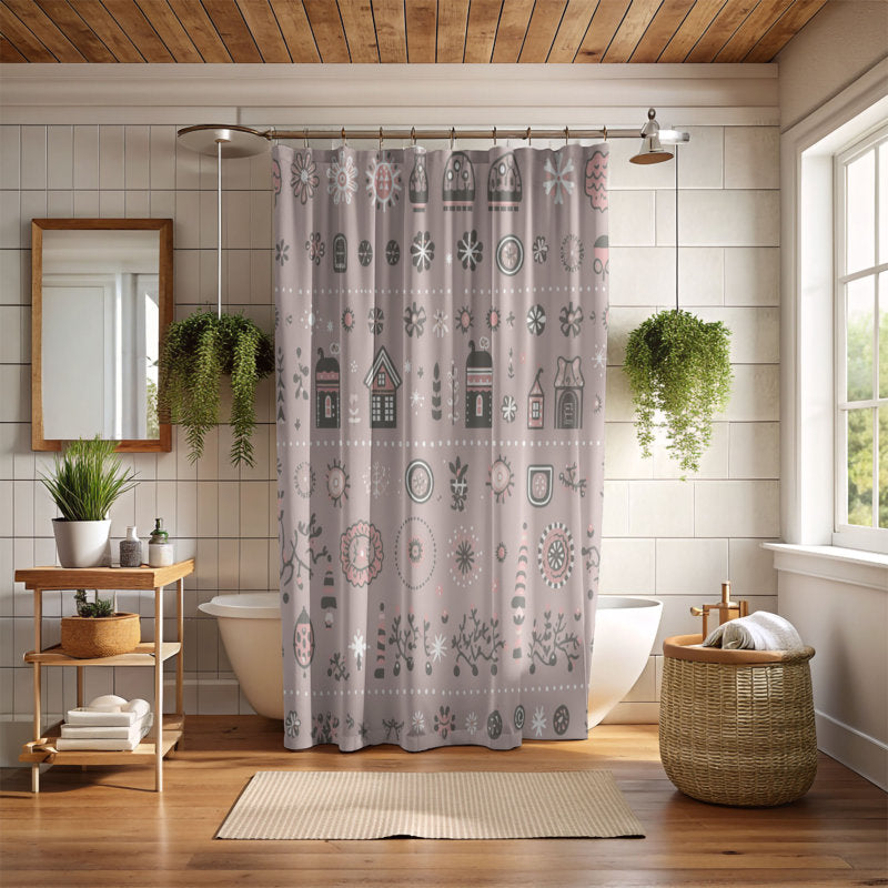 Glacial Winter Pattern - Premium Shower Curtain