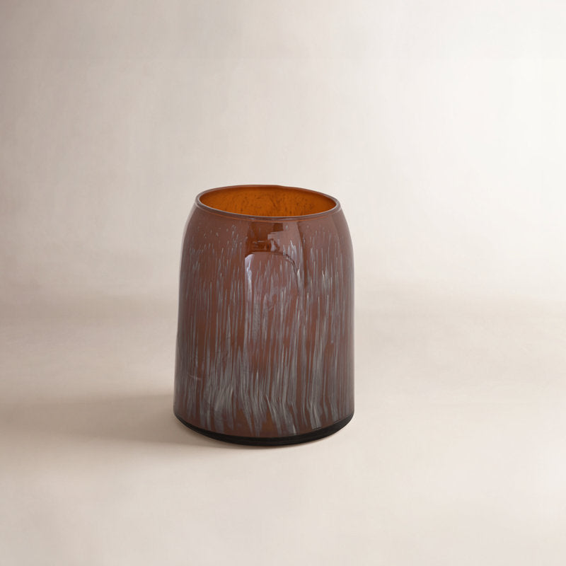 Glass Votive Holder, Distressed Brown Finish