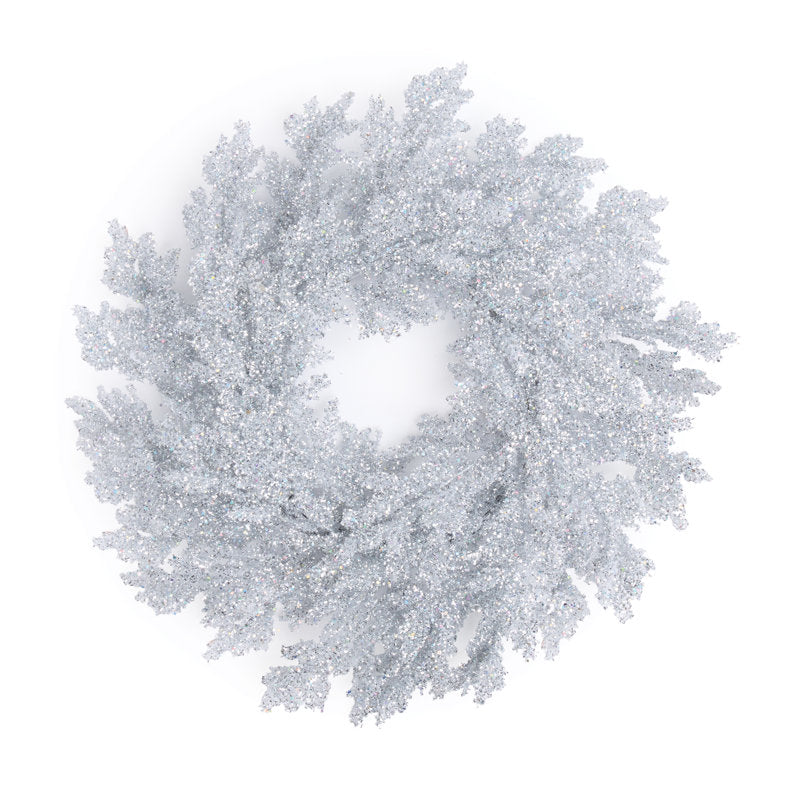 24" glittered pine Christmas wreath