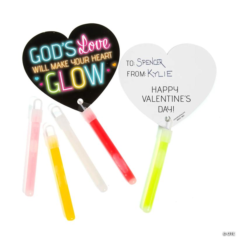 Glow Sticks Valentine Exchanges with Religious Card for 12