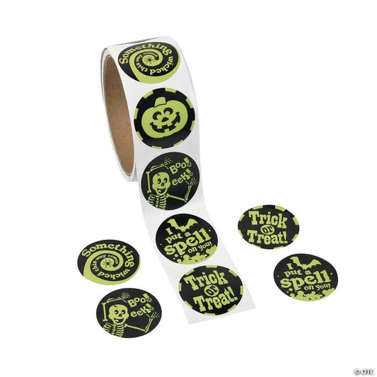 Glow-in-the-Dark Halloween Sticker Roll - 100 Pc. | USA Decoration®