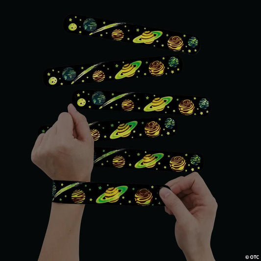 Glow-in-the-Dark Space Slap Bracelets - 12 Pc.