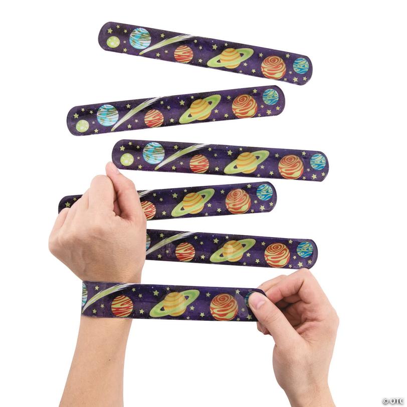 Glow-in-the-Dark Space Slap Bracelets - 12 Pc.