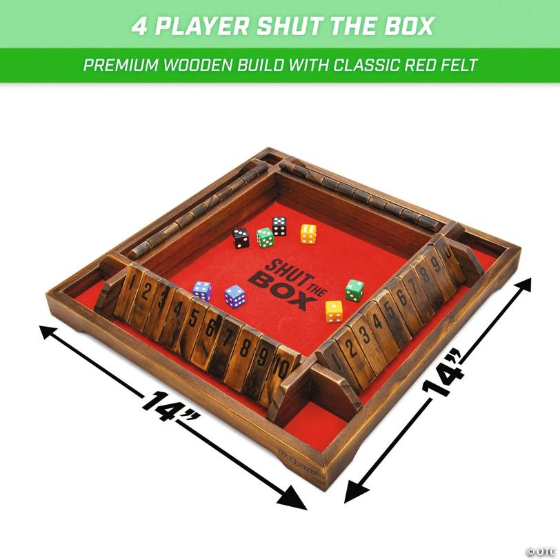 GoSports Shut the Box Premium Wooden Dice Game, Classic 4 Player Family Board Game