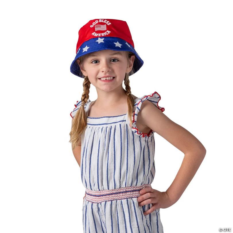 God Bless America Patriotic Bucket Hats - 12 Pc.