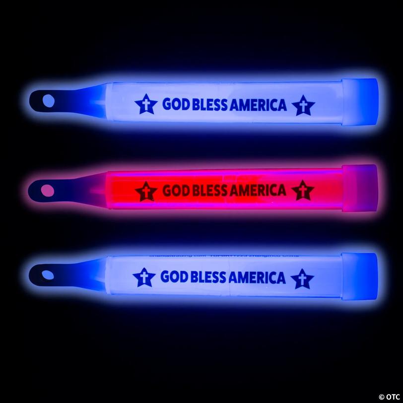 God Bless America Patriotic Glow Sticks - 12 Pc.
