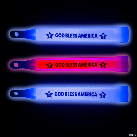 God Bless America Patriotic Glow Sticks - 12 Pc.