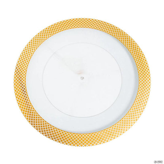 Gold Diamond Rim Clear Chargers - 12 Pieces | USA Decoration®