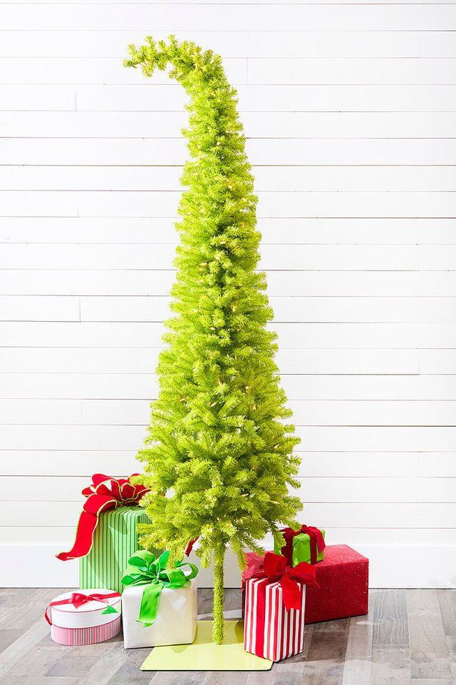 7 Foot Lime Green Whimsical Christmas Tree with LED Lights