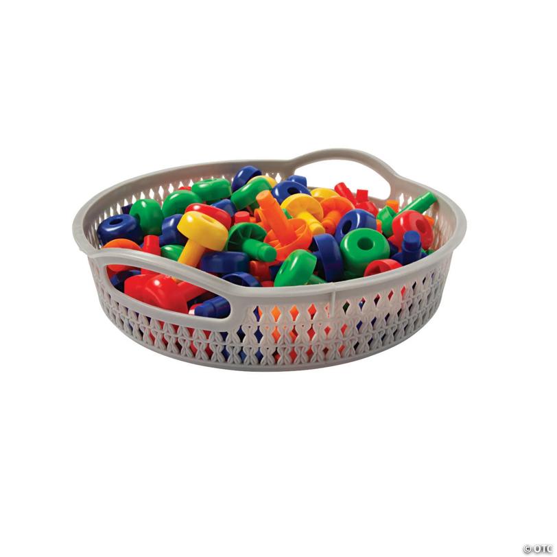 Grey Round Woven Storage Baskets with Handles - 6 Pc.