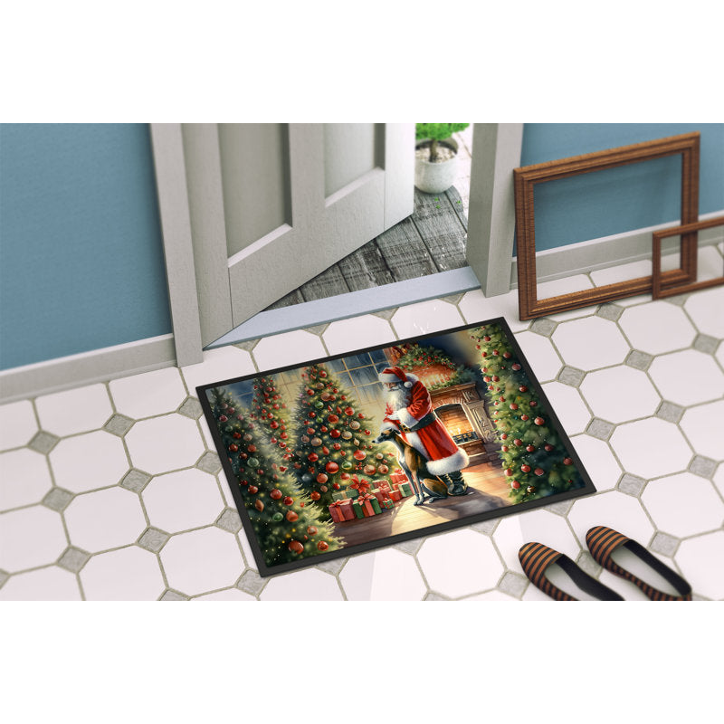 Greyhound and Santa Claus Doormat