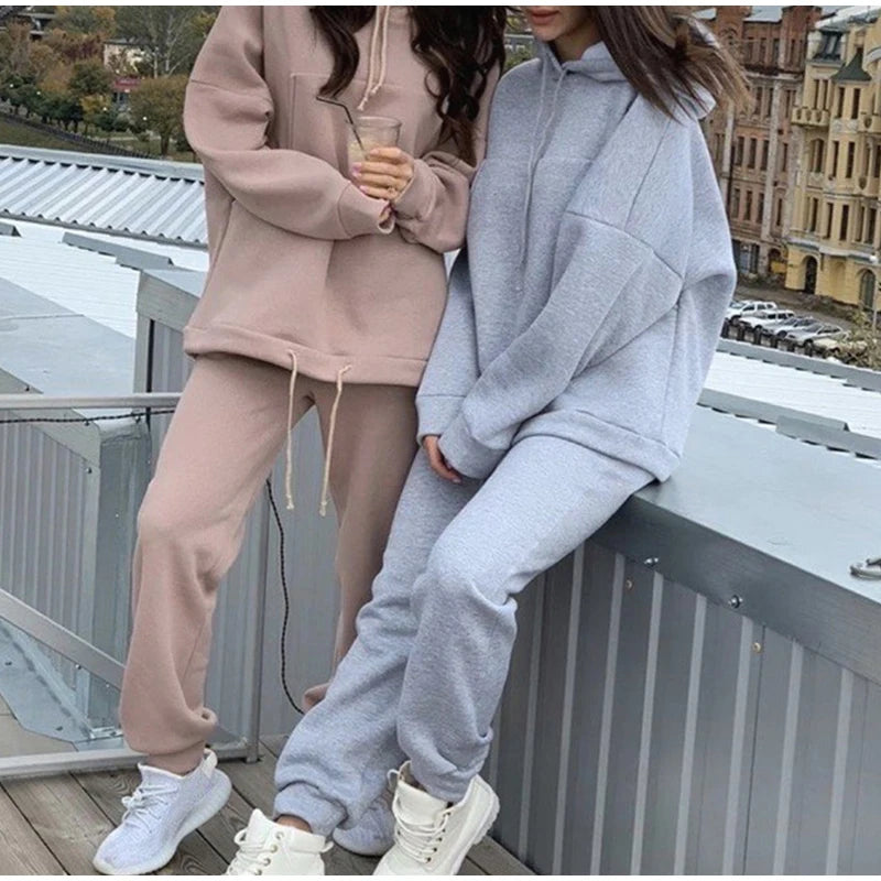 Hot Sale Europe and the United States Spring and Autumn Fashion Big Pocket Solid Color Sweater Leisure Two-piece Set