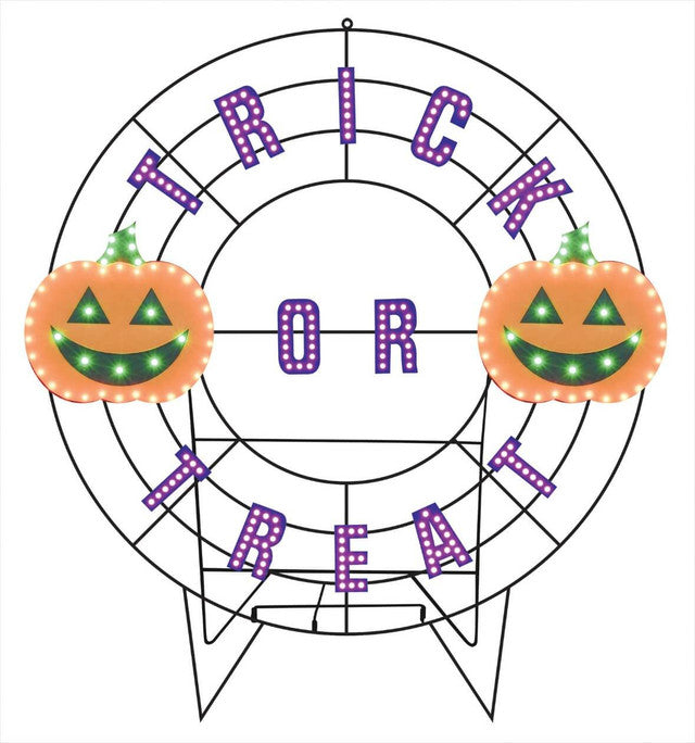 40" Trick or Treat Wreath with Jack O’Lanterns Lighted Halloween Decoration with 239 LED Lights