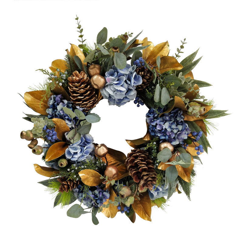 Christmas Wreath hung on a wooden door