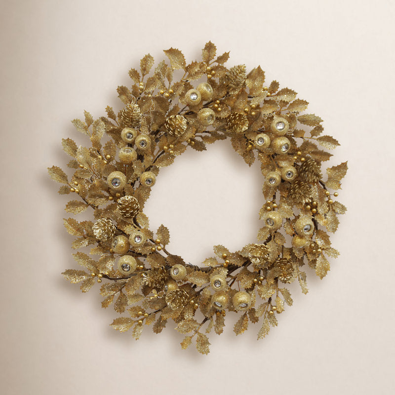 24" Pre-Lit Artificial Christmas Wreath displayed on a front door
