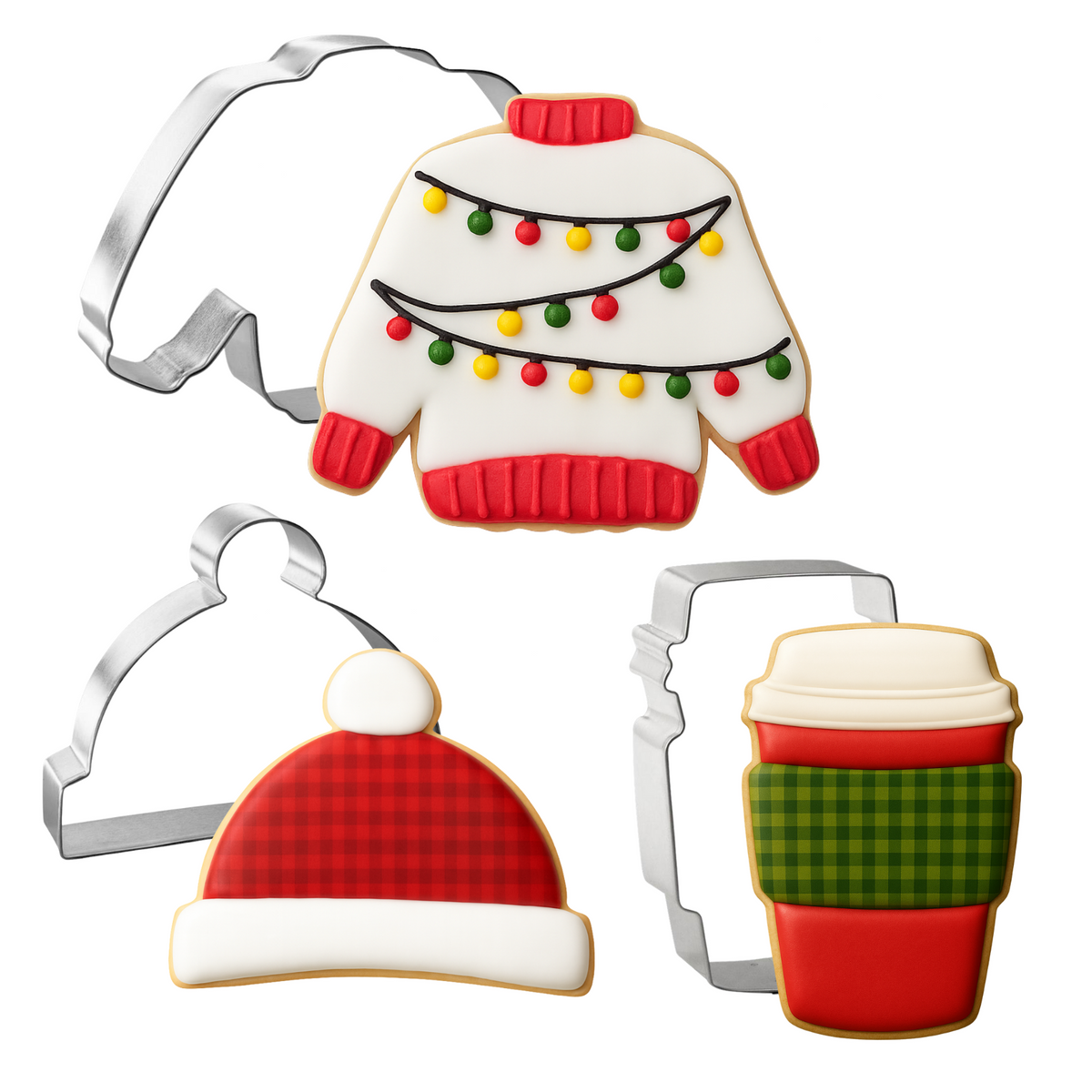 Winter Sweater Latte Cap Cookie Cutter 3 Pc Set HS0461