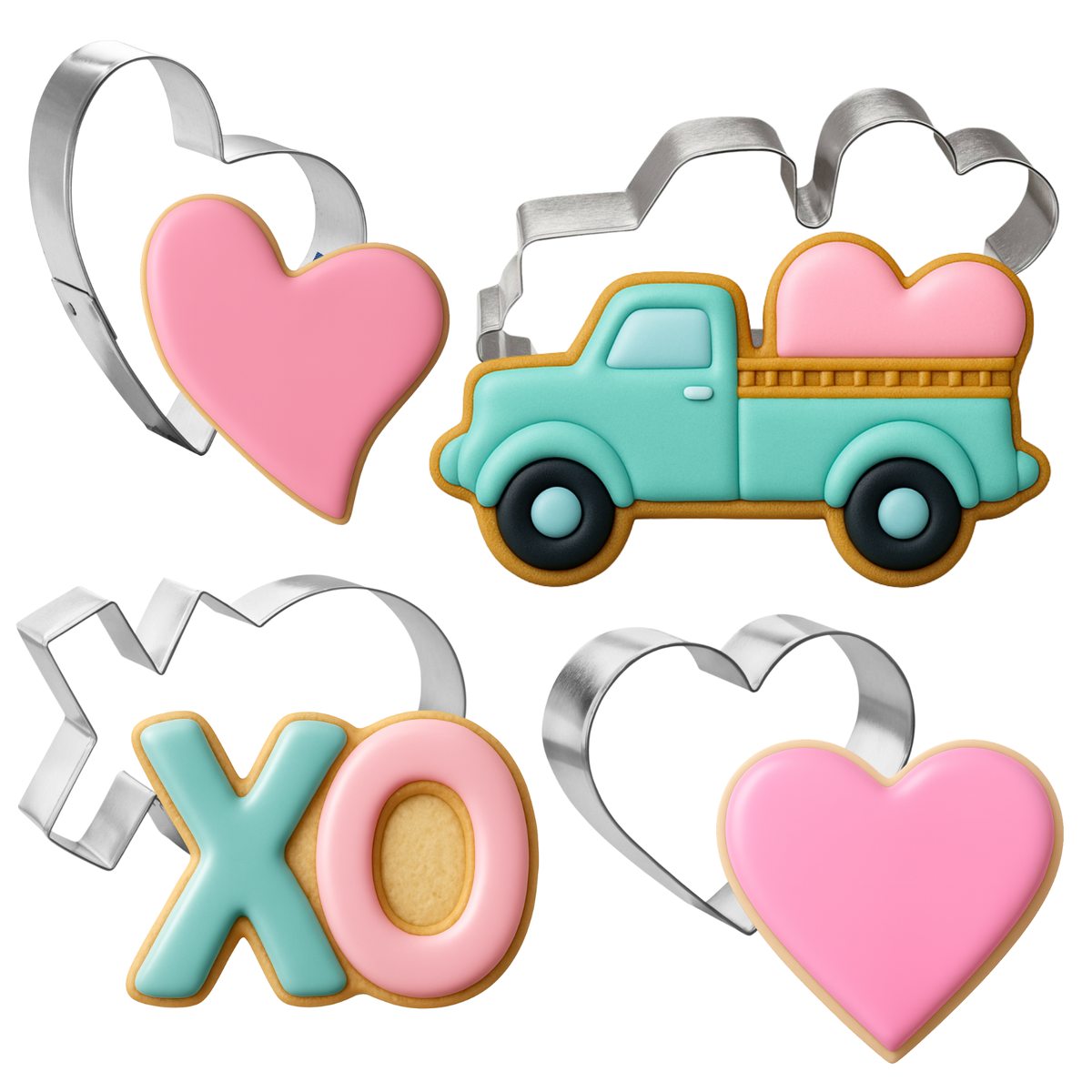 Hearts Truck XO Cookie Cutters 4 Pc Set HS0471