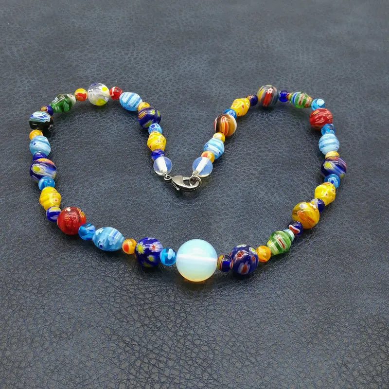 1PCS Handmade Muran Thousand Flower Glass Bead Necklace Fashion DIY Handmade Personality Female Opal Jewelry
