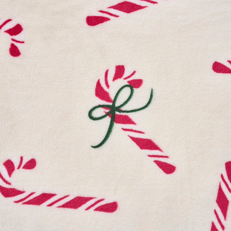 Hallmark Red Candy Canes Plush Throw, 50" X 70"