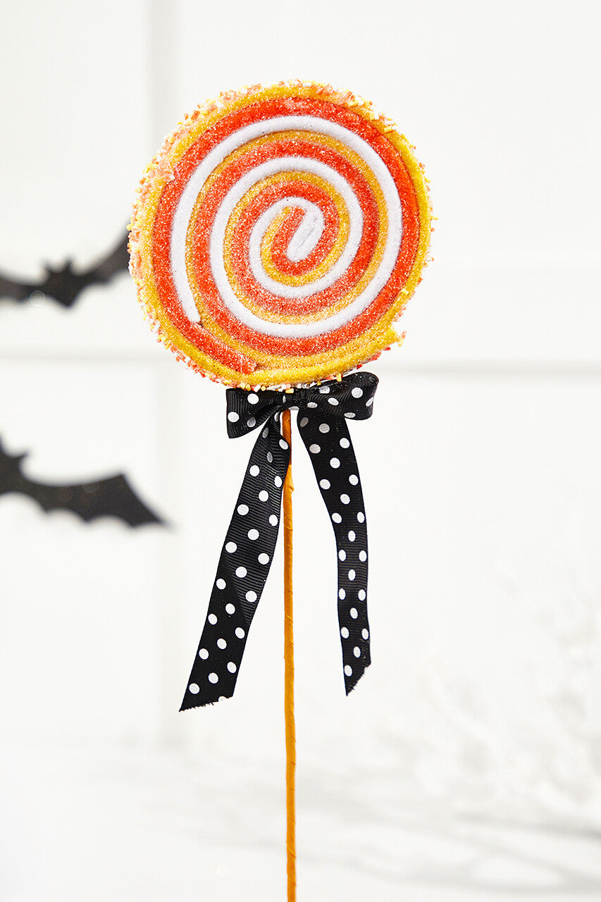 23" Orange and White Lollipop Spray Festive Halloween & Fall Floral Pick
