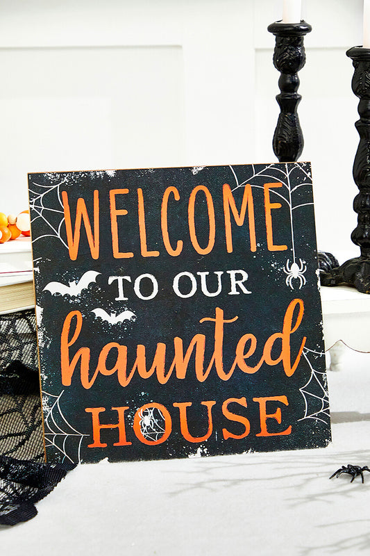 10" Welcome To Our Haunted House Sign Spooky Halloween Door Decoration.